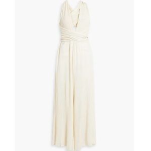 Savannah Morrow
White Plissé Bamboo And Silk-blend Halterneck Wide-leg Jumpsuit